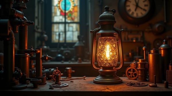 Steampunk lamp: industrial lighting ideas